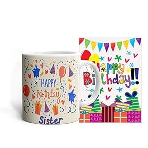 Buy Khakee Happy Birthday Sister Theme Coffee Mug (325 ml) with ...