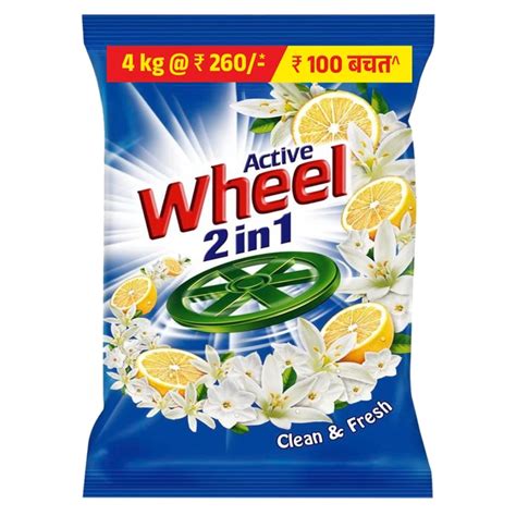 एक्टिव व्हील 2 इन 1 क्लीन एंड फ्रेश डिटर्जेंट पाउडर 4 kg