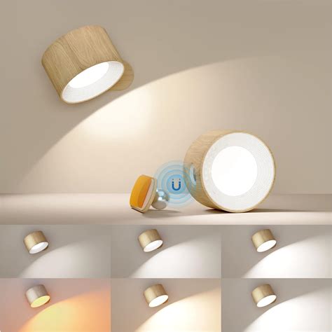 Battery Operated Wall Light, LED Wall Lamp with 360°Adjustable Lighting Indoor Wall Light with 3 ...