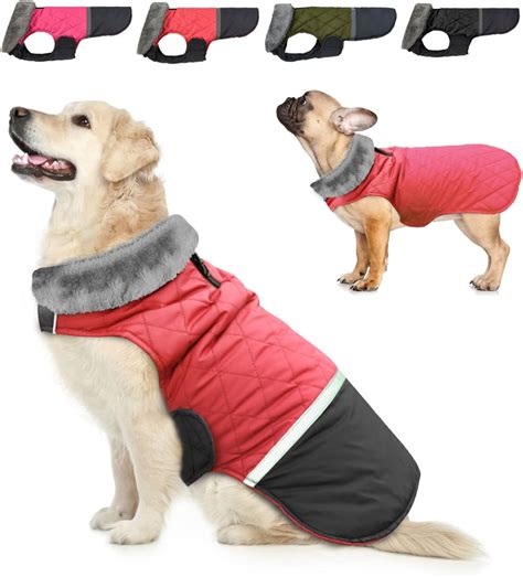 Buy Dogcheer Fleece Collar Dog Coat, Reversible Winter Dog Clothes Warm ...