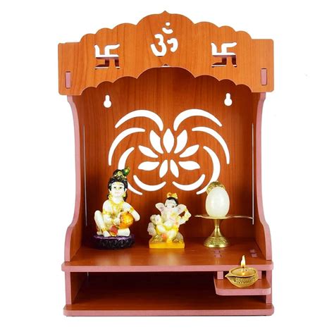 LIPROX Wall Mount Easy Folding Solid MDF Wood Home Temple Wooden Pooja ...