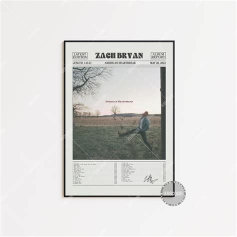 Zach Bryan Retro Newspaper Print, American Heartbreak Poster, Zach ...