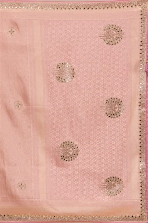 Buy Onion Pink Mirrorwork Silk Saree - Koskii