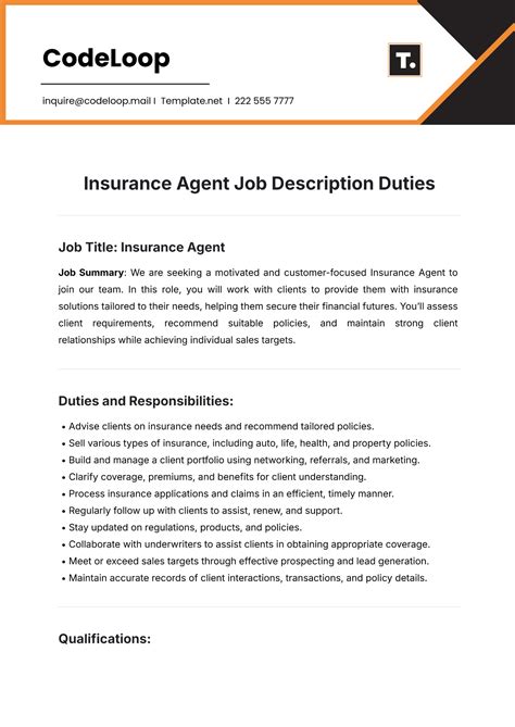 Insurance Agent Job Description Examples 的图像结果
