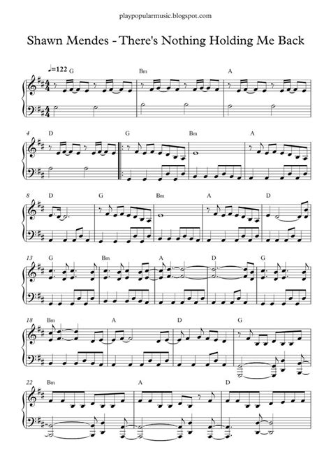 Free piano sheet music: Shawn Mendes - There's Nothing Holding Me Back ...