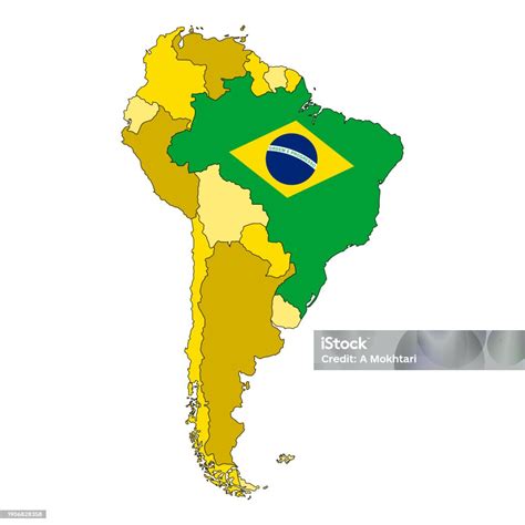 South America Map With Brazil Stock Illustration - Download Image Now - Argentina, Art, Bolivia ...