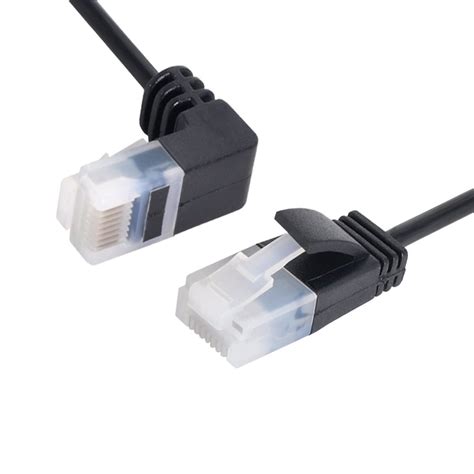 Cablecc Ultra Slim Cat6 Ethernet Cable RJ45 Down Angled to Straight UTP ...