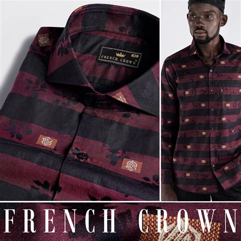 Buccaneer Wine and Shark Black Formal/Casual Textured Premium Cotton ...