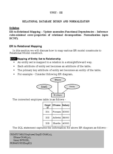 Unit 3 dbdm - unit 3 dbdm - CREATE TABLE Employee( EmpID CHAR(11 ...