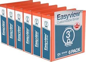 Easyview Premium 3-Ring Binders with Clear-View Covers and Round Rings ...