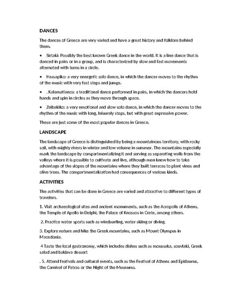 Grecia - DANCES The dances of Greece are very varied and have a great ...