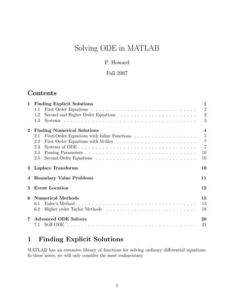 Solving First Order Differential Equations in MATLAB 的图像结果