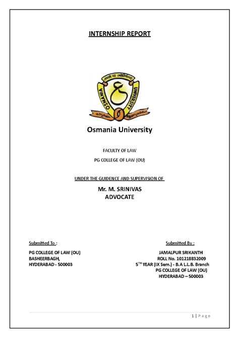 Internship Report on Legal Practice - Final Submission 092022 J ...