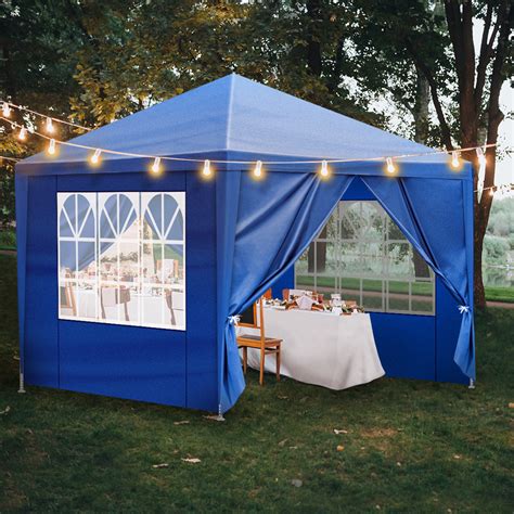 UBesGoo 10' x 10' Canopy Party Tent Wedding Patio w/ 4 Side Walls Blue ...