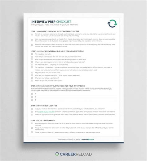 Job Interview Checklist Template 的图像结果