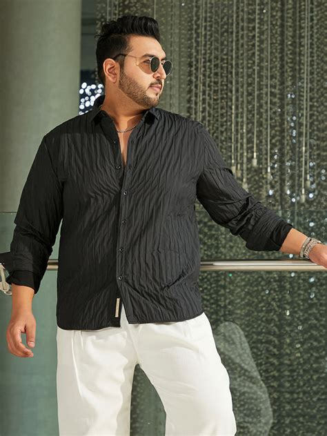 Instafab Plus Men's Onyx Black Quilt-Tactile Shirt