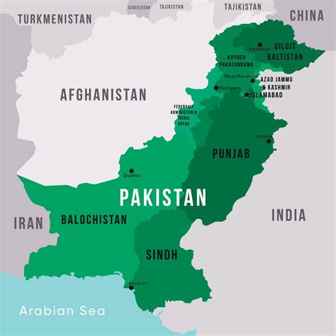 Pakistan Country and Capital City Full Map 23167282 Vector Art at Vecteezy