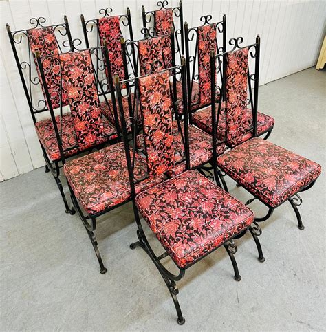 Vintage Wrought Iron Patio Chairs, Set of 8 at 1stDibs