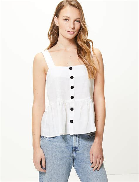 Buy Pure Linen Camisole Top at Marks & Spencer