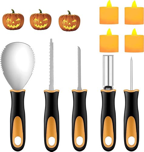 Amazon.com: Pumpkin Carving Kit – Stainless Steel tools including 2 serrated Knives and 1 Scoop ...