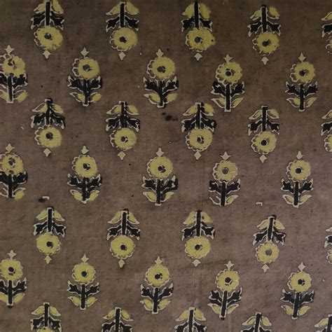 Pure Cotton Ajrak Brown With Small All Over Floral Motifs Hand Block P ...
