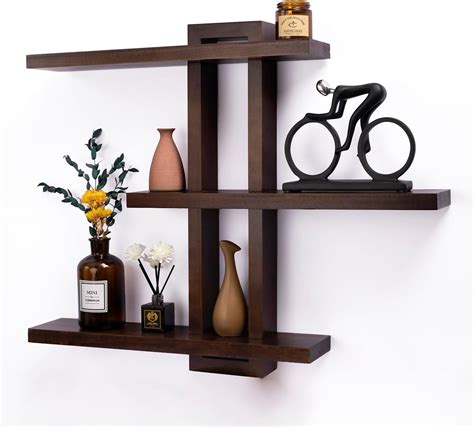 Amazon.com: Geometric Wall Plant Shelf Set - 2 Pieces Wooden Floating ...