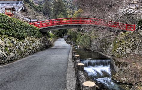 Wallpaper HDR, Japan, trees, nature, water, rocks, waterfall, path for ...