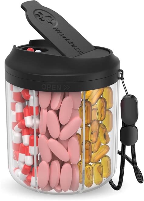 Hionxmga Pill Dispenser with 7 Large Compartments, Pill Bottle ...