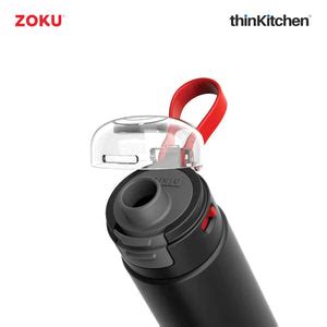 Zoku Stainless Steel Flip Top Bottle, 500ml - Black | thinKitchen