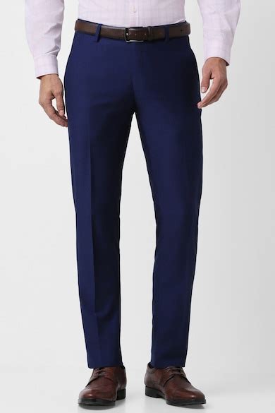 Buy Men Navy Solid Slim Fit Formal Trousers Online - 905978 | Peter England