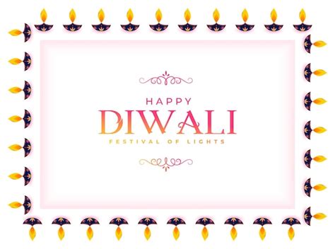 Happy diwali diya border frame greeting background design | Free Vector