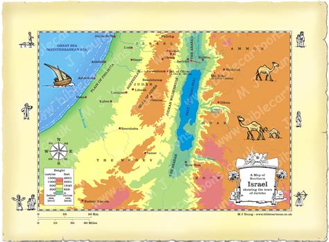 Map of Southern Israel showing Jericho | Bible Cartoons