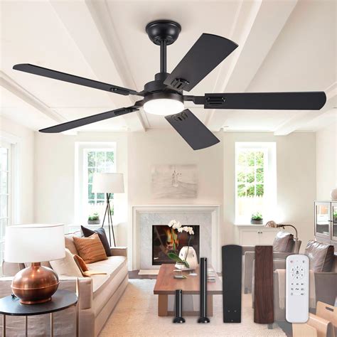 ZMISHIBO 52" Ceiling Fans with Lights, Black Modern Ceiling Fan with ...