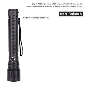 Powerful LDE Flashlight Use XHP 70/XHP 50 Lamp Beads 5 Lighting Mode ...