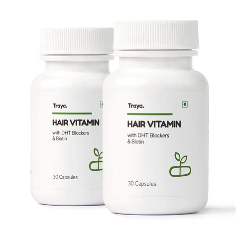 Traya Hair Vitamins Capsules, Natural DHT Blocker & Biotin for Hair ...