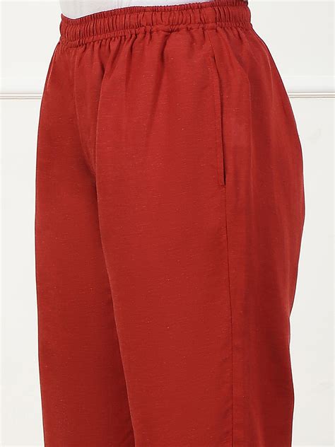 Buy Rust Solid Mid-Rise Straight Palazzo Pants Online at Biba Global