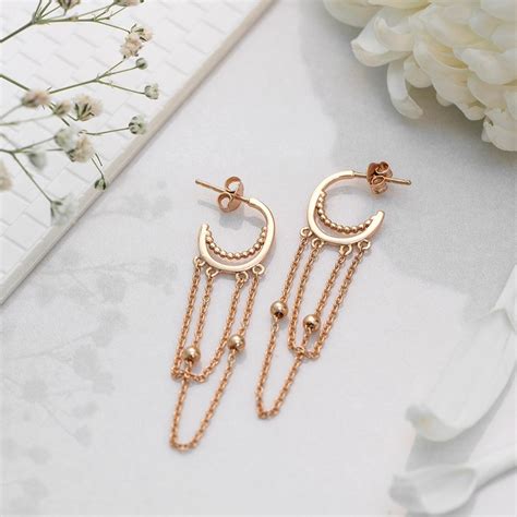 Hanging Rose Gold Plated 925 Sterling Silver Stud Earrings – Zavya