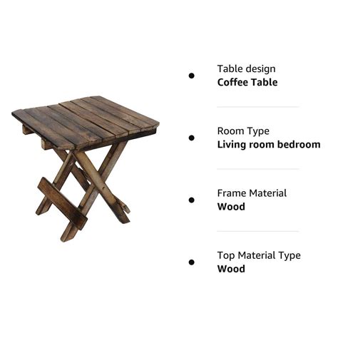 Sk Handicrafts Wooden Folding Square Bed Side Table/end Table/Outdoor ...