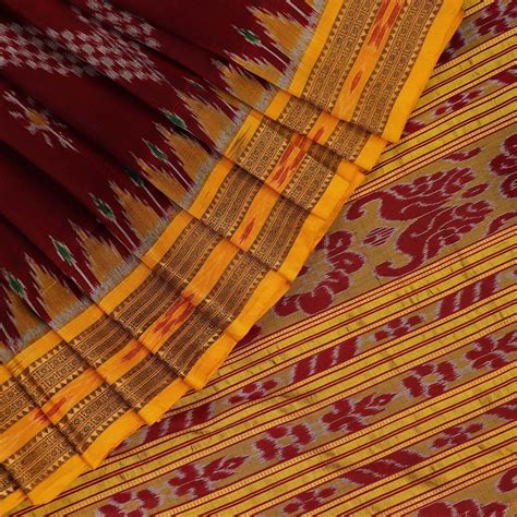 Maroon Ikkat Khandua Silk Saree | A770904102 – Priyadarshini Handloom