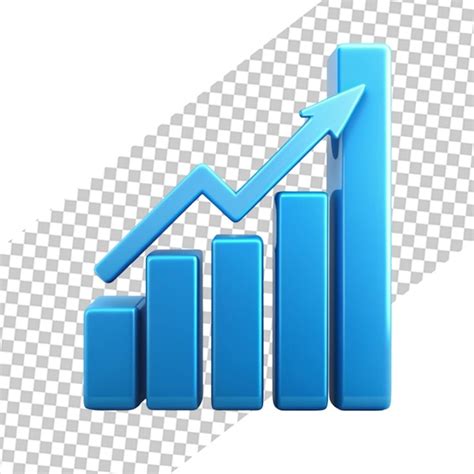 3d line bar graph chart right view with transparent background ...