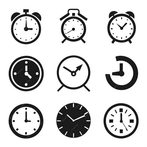 Different Simple Clock Icon set vector Illustrations on white ...