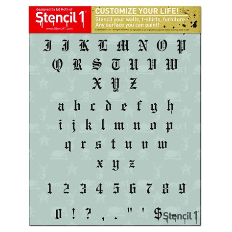 Buy Stencil1 Old English Font Stencil - Upper and Lower Case Stencils ...