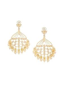 Yellow Chimes Chandbali Earrings for Women | Traditional Golden Long ...