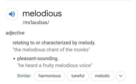 Give meaning of the word 'Melodious' Sweet soundingIndistinct voiceTo ...