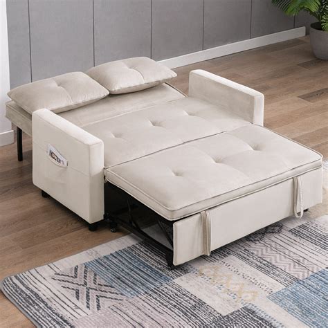 ZAFLY Pull Out Sofa Bed, 2 Seater Sleeper Sofa, Convertible Loveseat ...