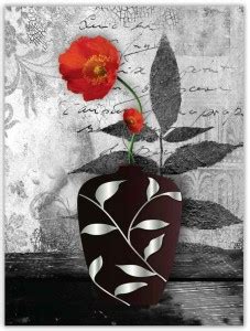 Beautiful Red Flower Sparkle Coated Self Adesive Poster Without Frame ...