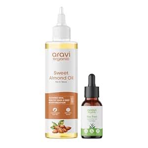 Buy Aravi Organic Almond Oil & Tea Tree Essential Oil Combo – 100% Pure ...