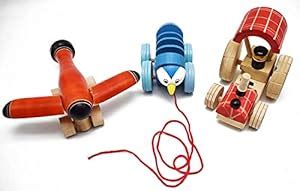 Buy CHANNAPATNA TOYS Wooden Pull Along Toy Set - Tractor, Caterpillar ...