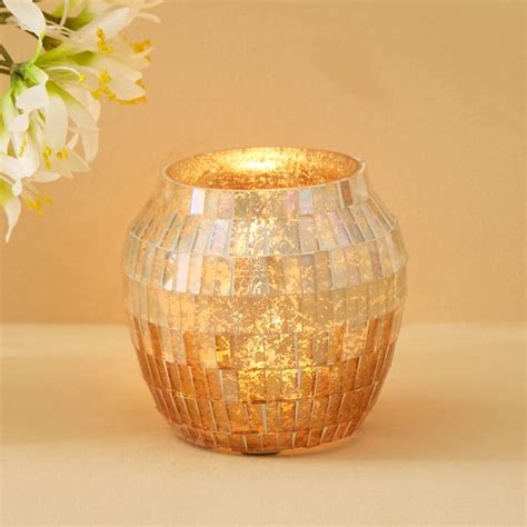 Buy Mabel Kamal Glass Mosaic Hurricane Candle Holder - Small from Home ...