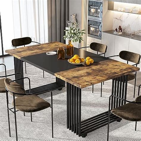 Tribesigns Modern Grey Dining Table with Gold Metal India | Ubuy